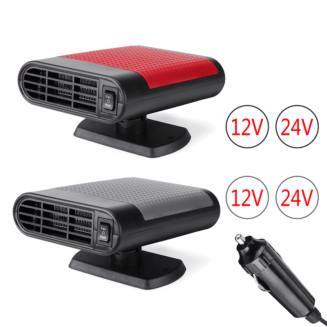 2 in 1 Portable Car Heater Cooler Fan 12V/24V Air Warmer Windscreen Demister Defroster - MRSLM