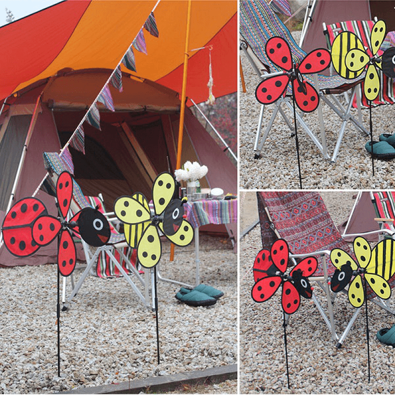 Windmill Red Ladybug and Yellow Bee Design Windmill Children Garden Decoration - MRSLM