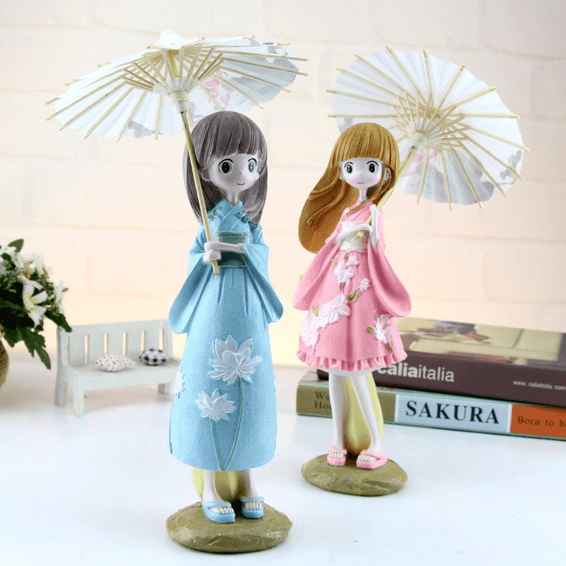 Umbrella Kimono Girl Resin Craft Decoration - MRSLM