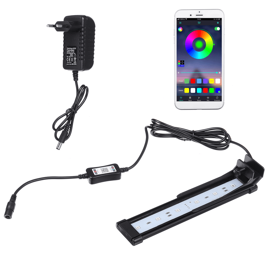 22CM Bluetooth APP Controlled Aquarium Cover Lighting Color Change Dimmable LED Light Bar Suitable for Aquarium/Fish Tank - MRSLM