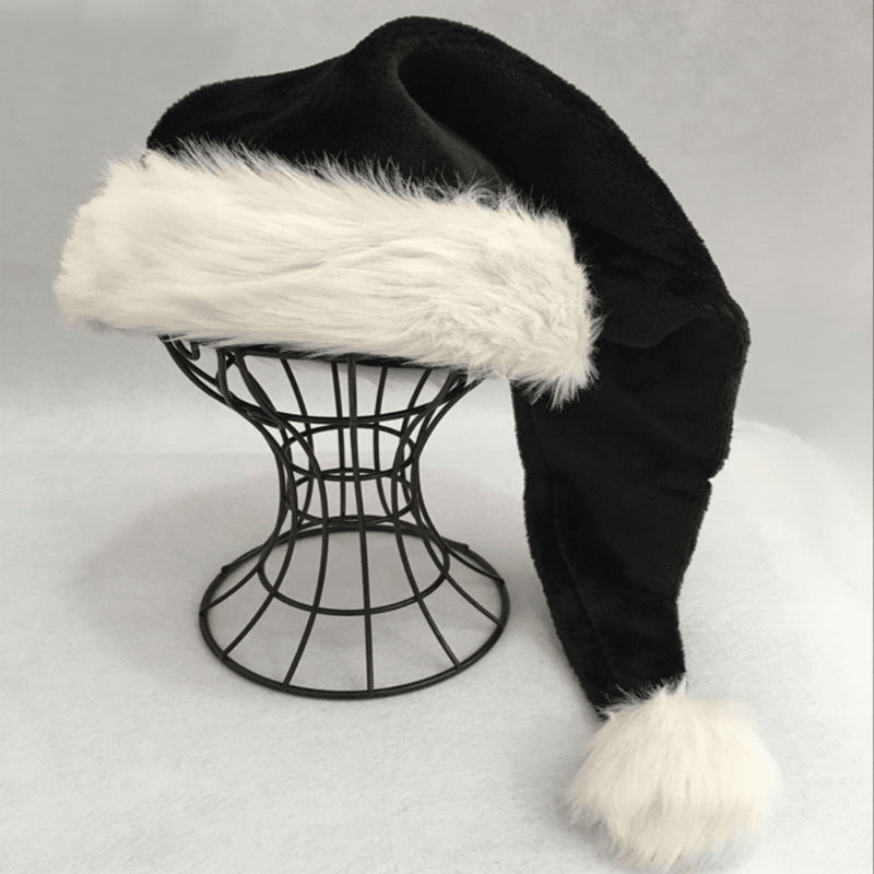 Black Plush Hat Adult Christmas - MRSLM