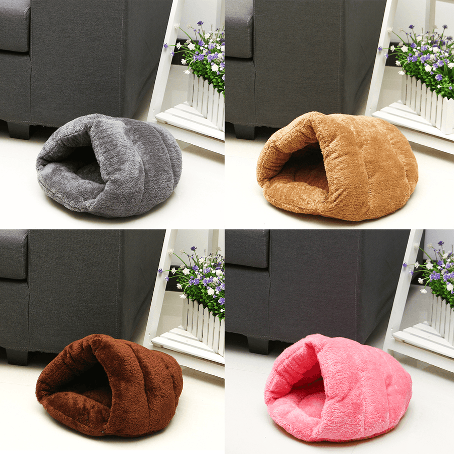 Pet Bed Puppy Cushion House Cave Cat Sleep Bag Soft Warm Kennel Mat Blanket - MRSLM