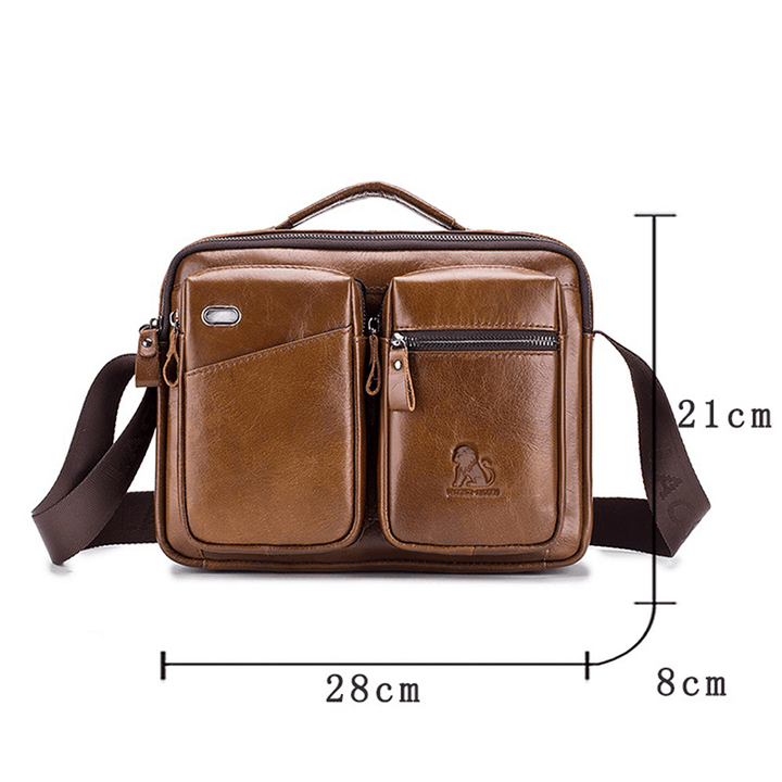 Men Genuine Leather Crossbody Bag Earphone Cowhide Bag - MRSLM