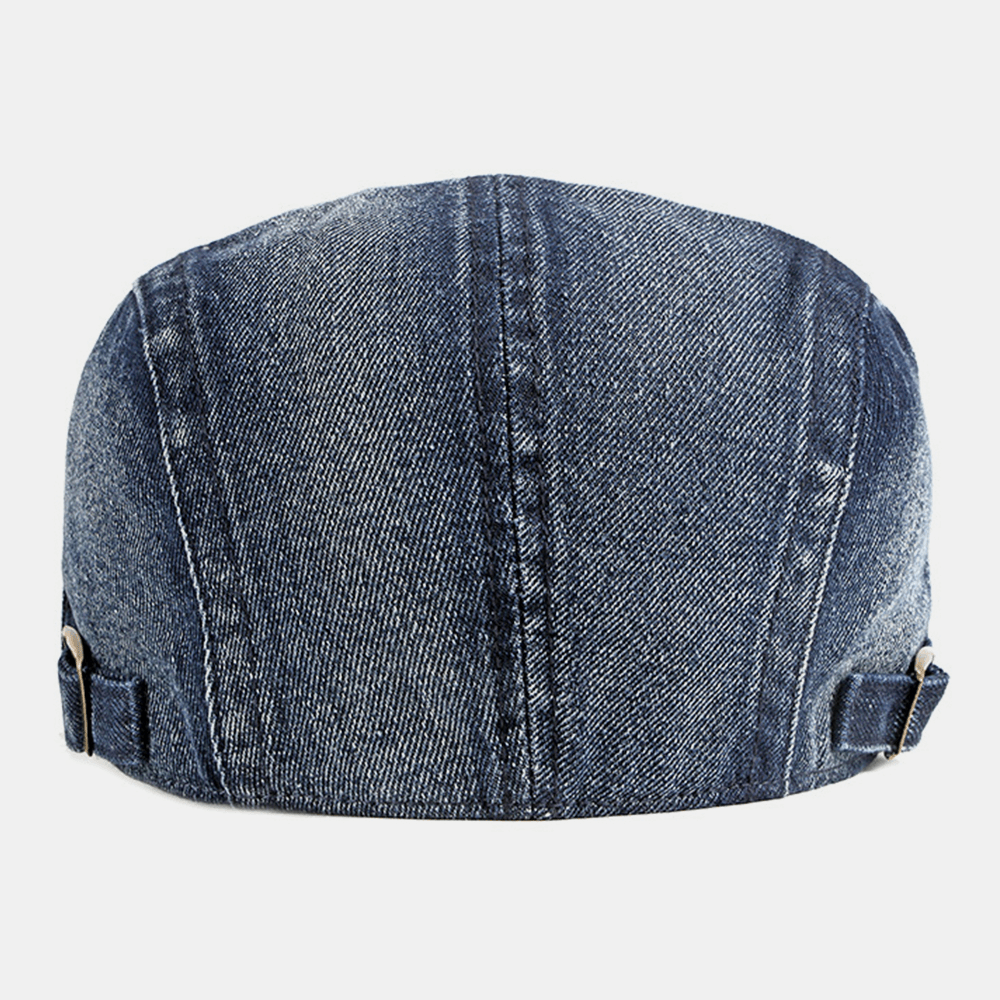 Unisex Denim Washed Make-Old Hole Breathable Casual Sunshade Forward Cap Beret Cap Flat Hat - MRSLM