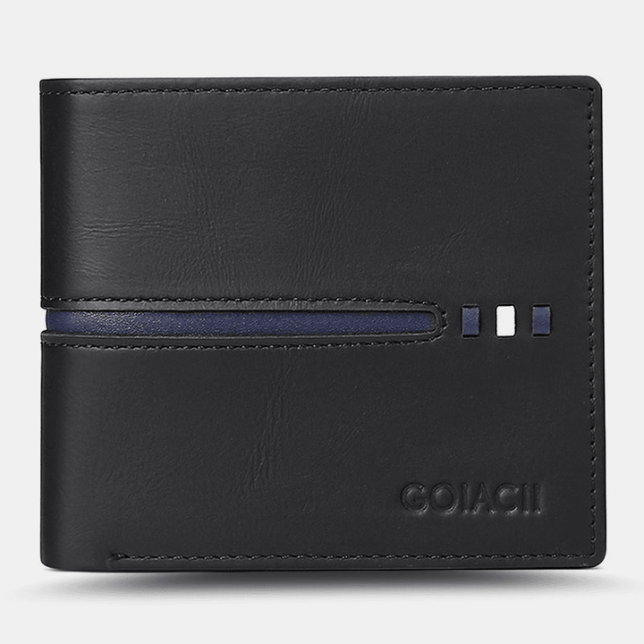 Men Horizontal Bifold RFID Blocking Card Case Retro Short Multi-Card Slot Card Holder Coin Purse Money Clip Driver'S License Wallet - MRSLM