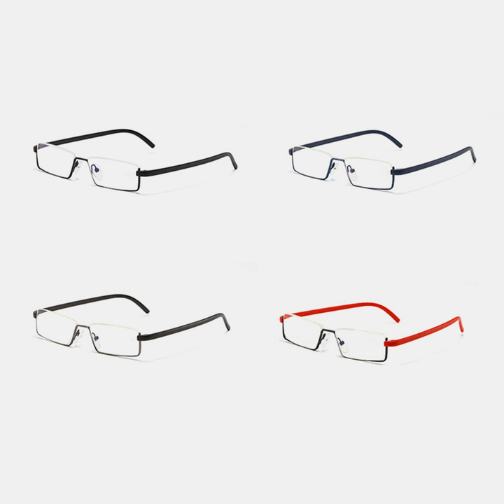 Unisex Anti-Blue Light Metal Half-Frame Hanging HD Light Reading Glasses Presbyopic Glasses with Box - MRSLM