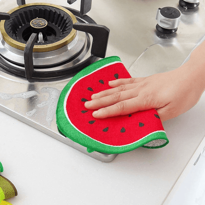 Honana 4Pcs Fruit Pattern Towel Absorbent Cloth Kitchen Towel Handkerchief Quick-Dry Cleaning Rag Dish Cloth Wiping Napkin - MRSLM