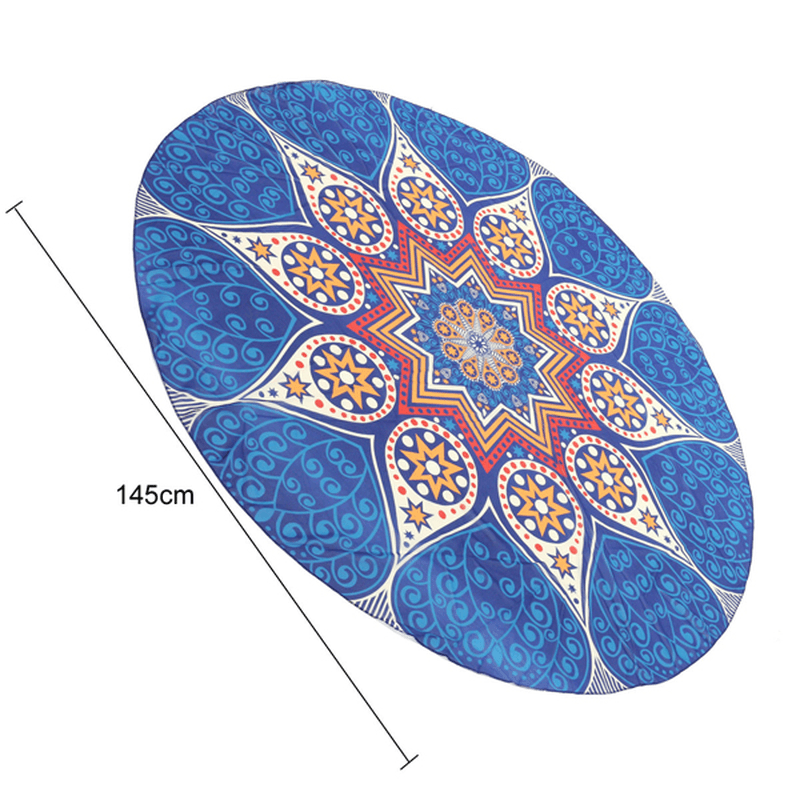 145Cm round Blue Fish Print Thin Chiffon Beach Shawl Mat Mandala Tablecloth Bed Sheet Tapestry - MRSLM