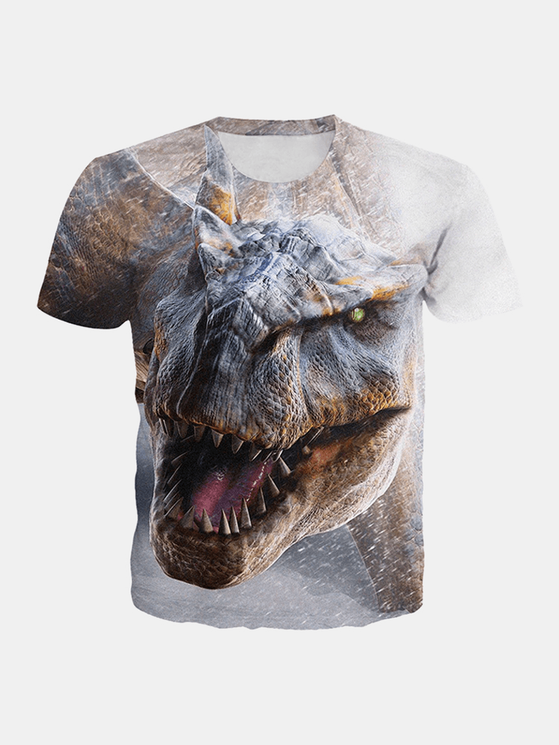 Mens All over 3D Monster Print O-Neck Casual Short Sleeve T-Shirts - MRSLM