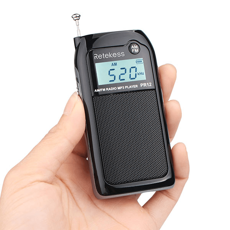 Retekess PR12 AM FM Radio Digital Tuning Radio Receiver MP3 Music Player with Rechargeable Battery - MRSLM