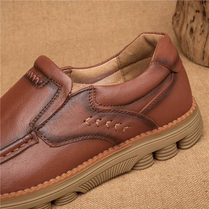 Retro Slip Resistant Casual Business Office Leather Oxfords - MRSLM