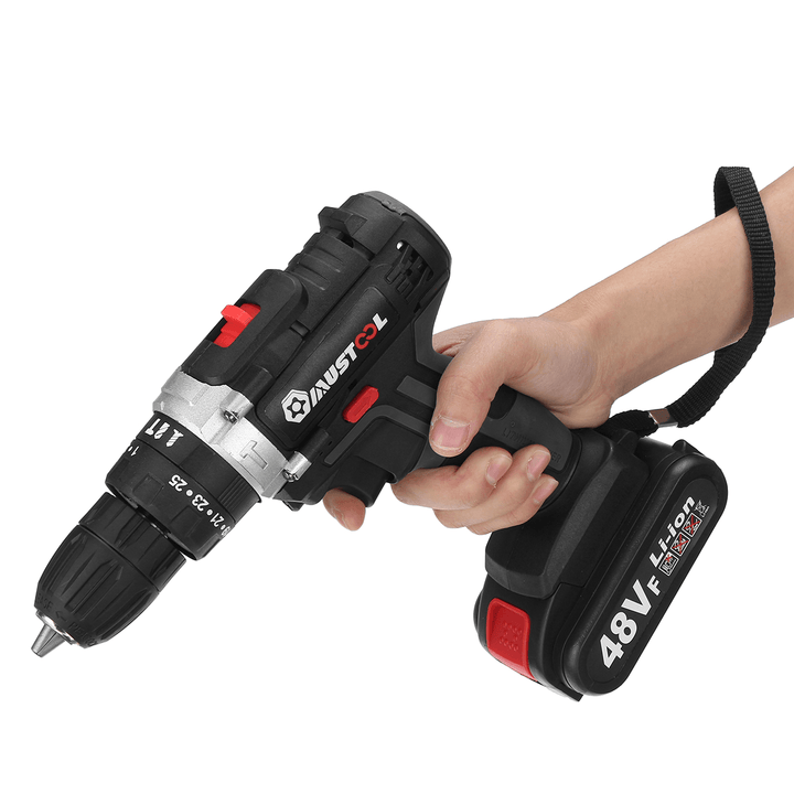 110V/220V 3 in 1 Cordless Impact Drill Hammer Screwdriver with 2Pcs 48V Lithium Batteries - MRSLM