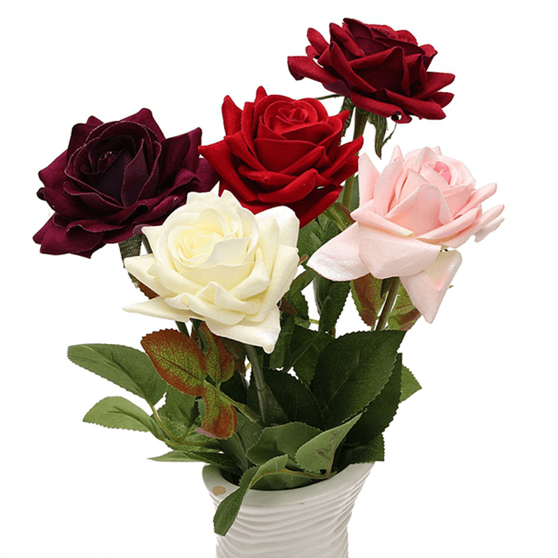 Single Fabric Rose Artificial Fake Flower Bouquet Wedding Party Home Decoration - MRSLM