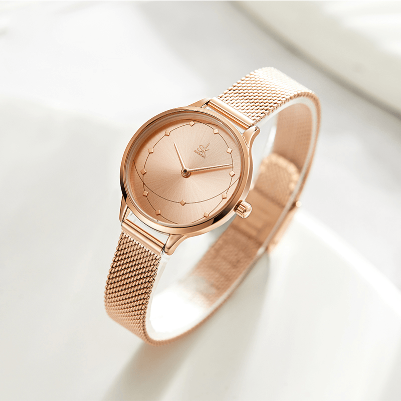 SHENGKE SK K0142 Women Metal Strap Luxury Style Waterproof Ladies Dress Women Quartz Watch - MRSLM