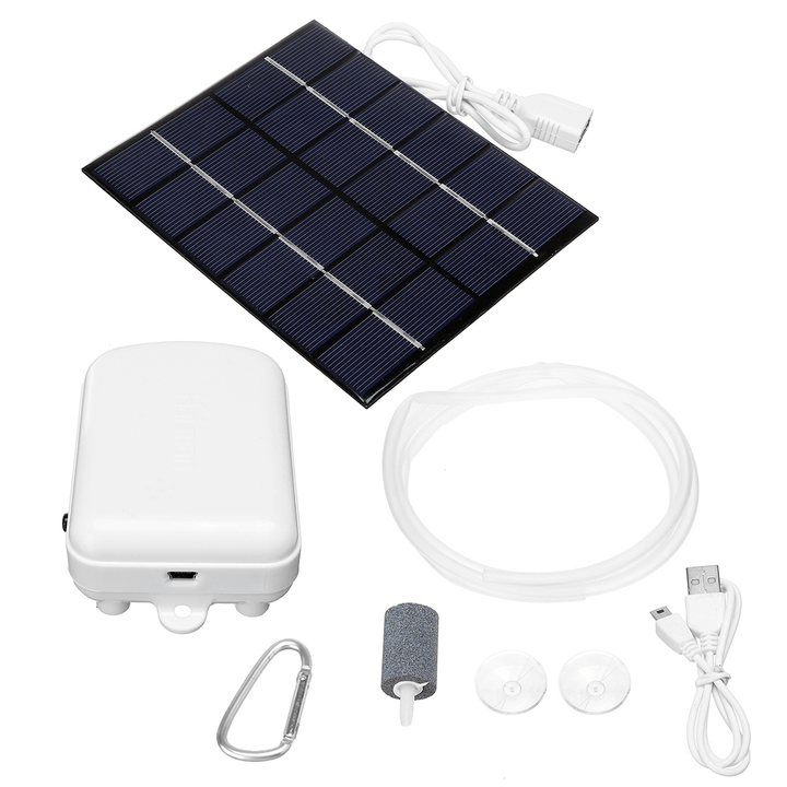 1.6L/Min Solar Powered Air Pump Kit Portable 5W Solar Panel Oxygen Pump for Fish Tank - MRSLM