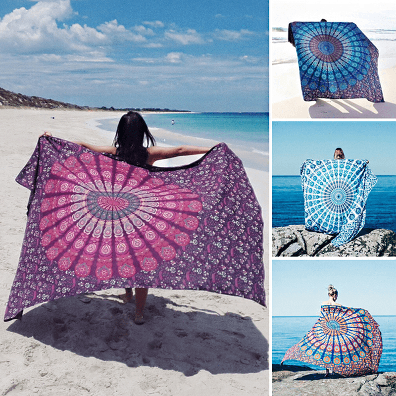 Honana WX-17 150X210Cm Bohemian Style Polyester Fiber Beach Shawl Mandala Rectangle Bed Sheet Tapestry - MRSLM