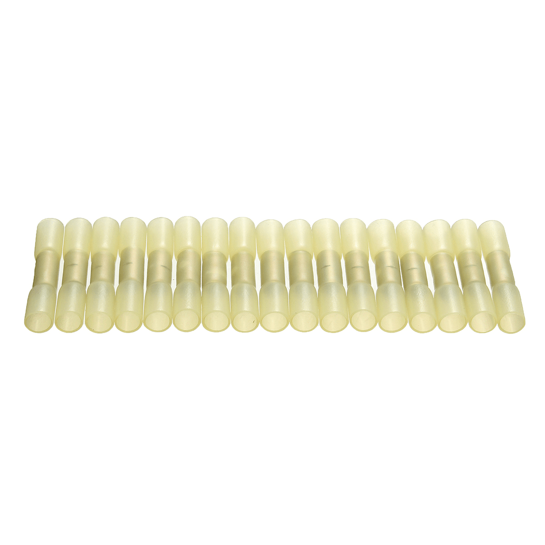 100Pcs Yellow 12-10AWG Heat Shrink Butt Wire Crimp Connector Electrical Terminal - MRSLM