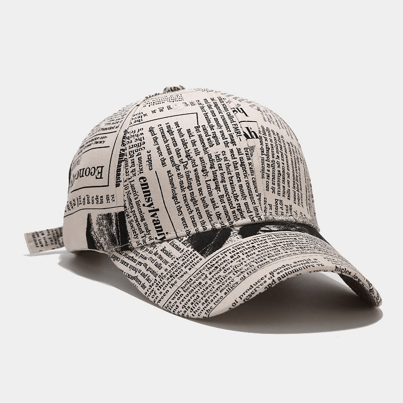 College Style Retro Newspaper Pattern Baseball Cap Men - MRSLM