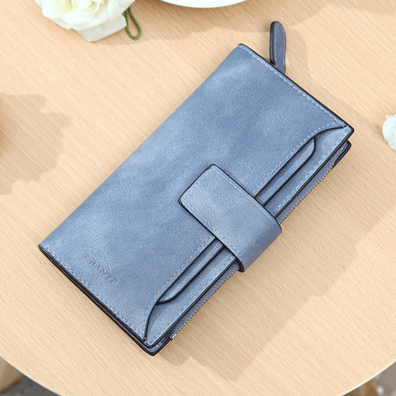 Women Matte Long Wallet Hasp Detachable Card Holder Coin Bags Clutches Bags - MRSLM