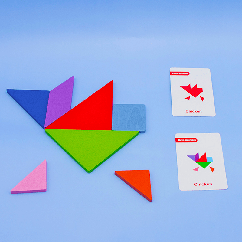 Tangram Early Education Wooden Jigsaw Puzzle Tangram Toy - MRSLM