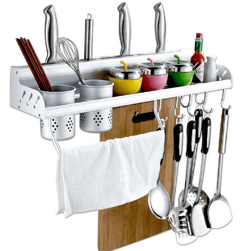 Multifunction Kitchen Pan Storage Rack Organizer Holder Hooks Spice Shelf - MRSLM