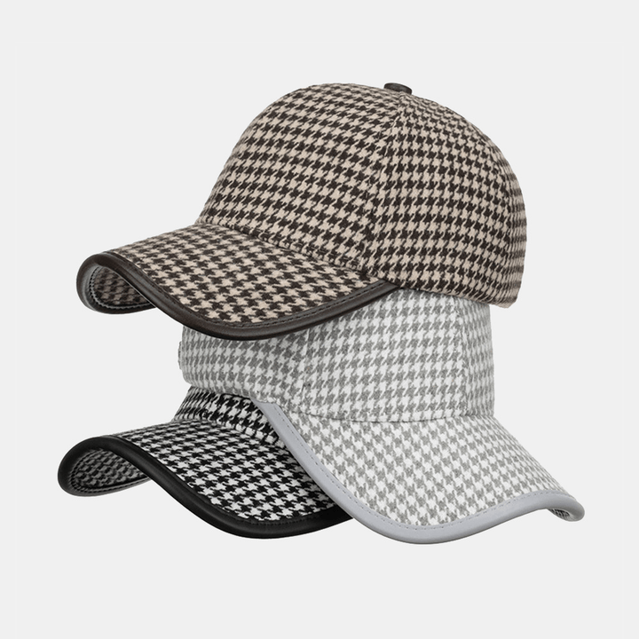 Unisex Polyester Houndstooth Pattern Baseball Cap British Retro Summer Sunshade Adjustable Hat - MRSLM