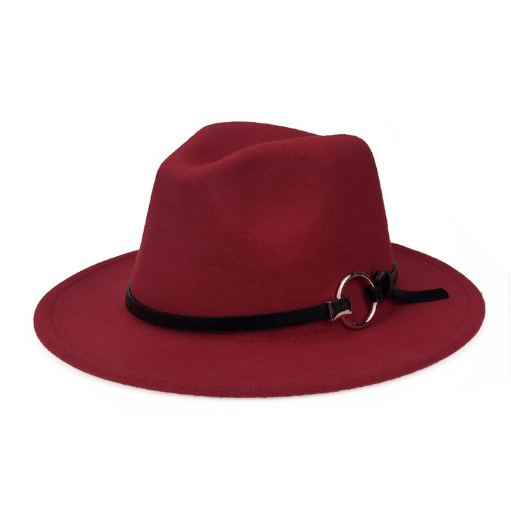 Men Women Vintage Felt Panama Style Beach Hat England Wide Brimmed Top Hat - MRSLM