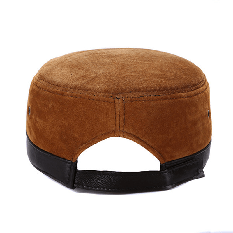 Men Winter Warm Military Flat Top Cap Casual Outdoor Sun Visor Baseball Hat - MRSLM