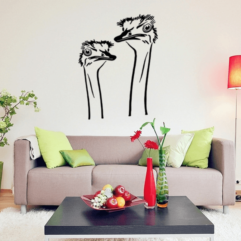 Honana a Pair of Ostrich Head DIY Wall Sticker Removable PVC Wall Decal Poster Home Wall Covering Decor Art Wallpaper Removable Wall Stickers - MRSLM