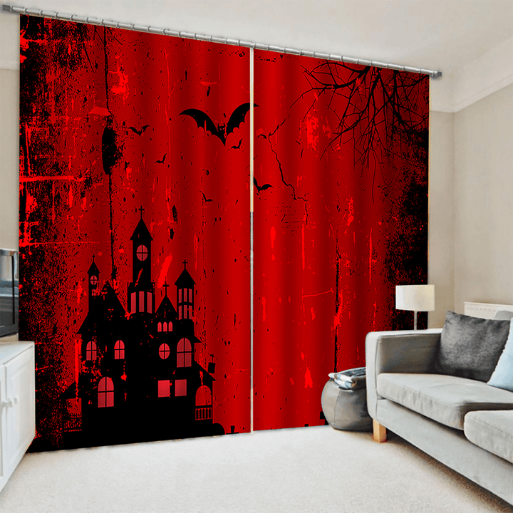 132*160Cm Blackout Window Curtains Halloween Printed Curtains for Living Room Festival Decoration - MRSLM