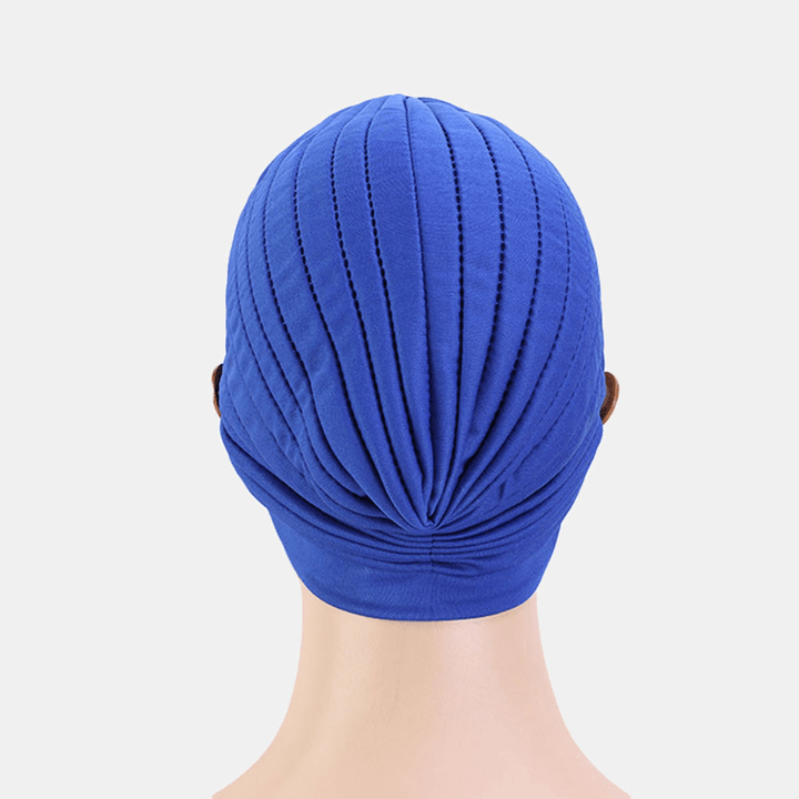 Solid Color Beanie National Style Button Mountable Ears Prevent Strangulation Bandana - MRSLM