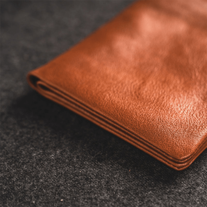 Ekphero Men Vegetable Tanned Cowhide Bifold Short Wallet Card Case Money Cllip - MRSLM