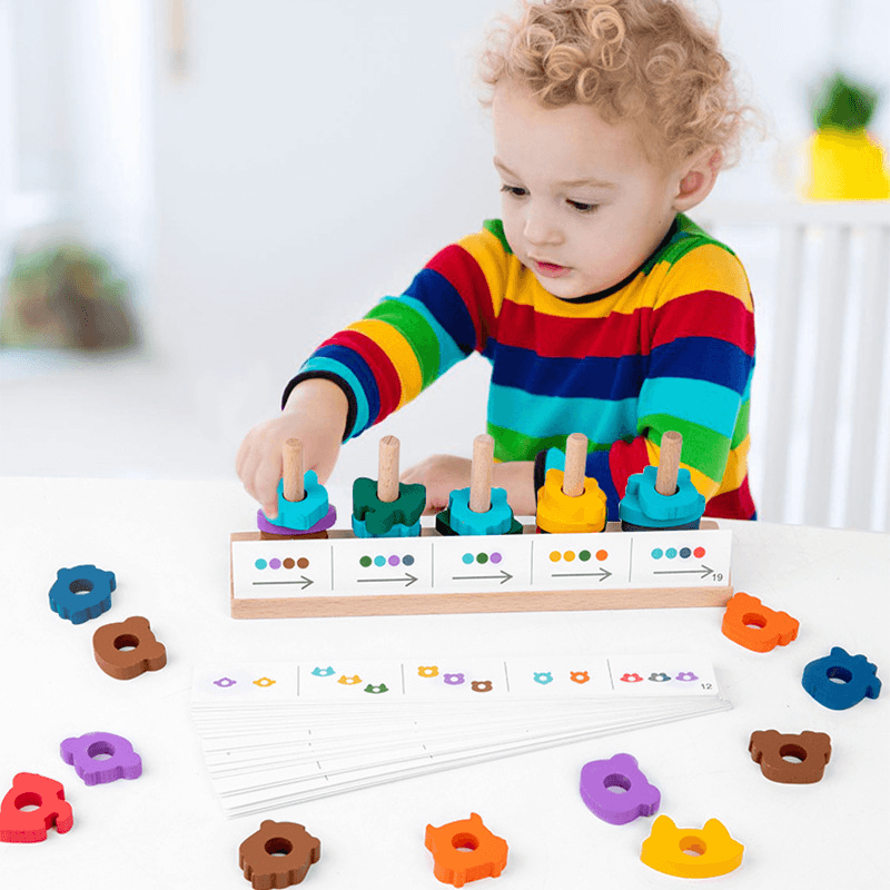 Children'S Toy Animal Matching Sets of Column Assembling Building Blocks - MRSLM