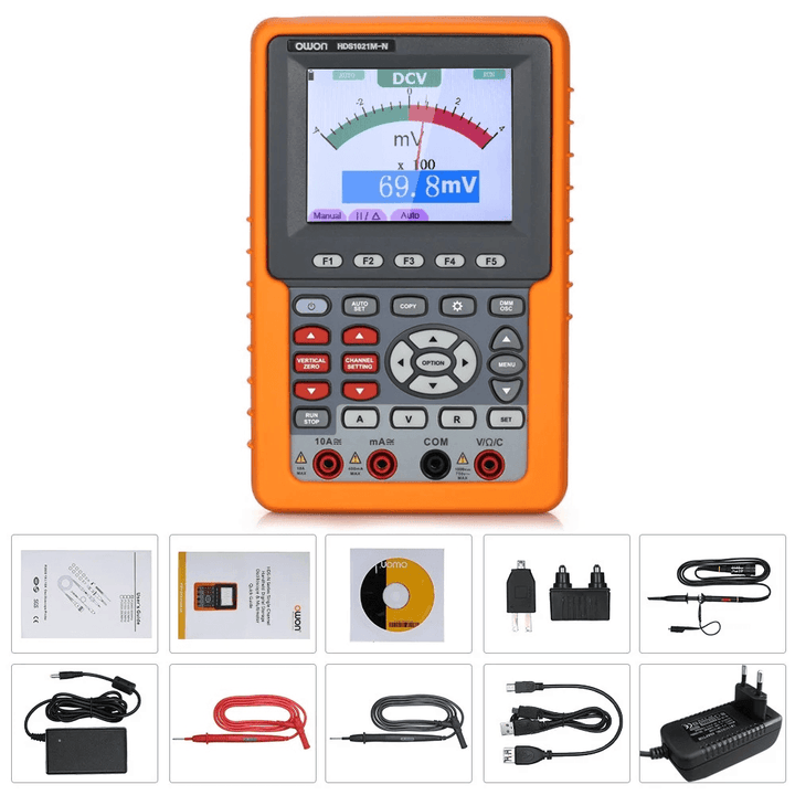 OWON HDS1021M-N 2 in 1 Digital Oscilloscope +Multimeter 1 Channel Handheld Portable 20Mhz Bandwidth USB Oscilloscopes - MRSLM