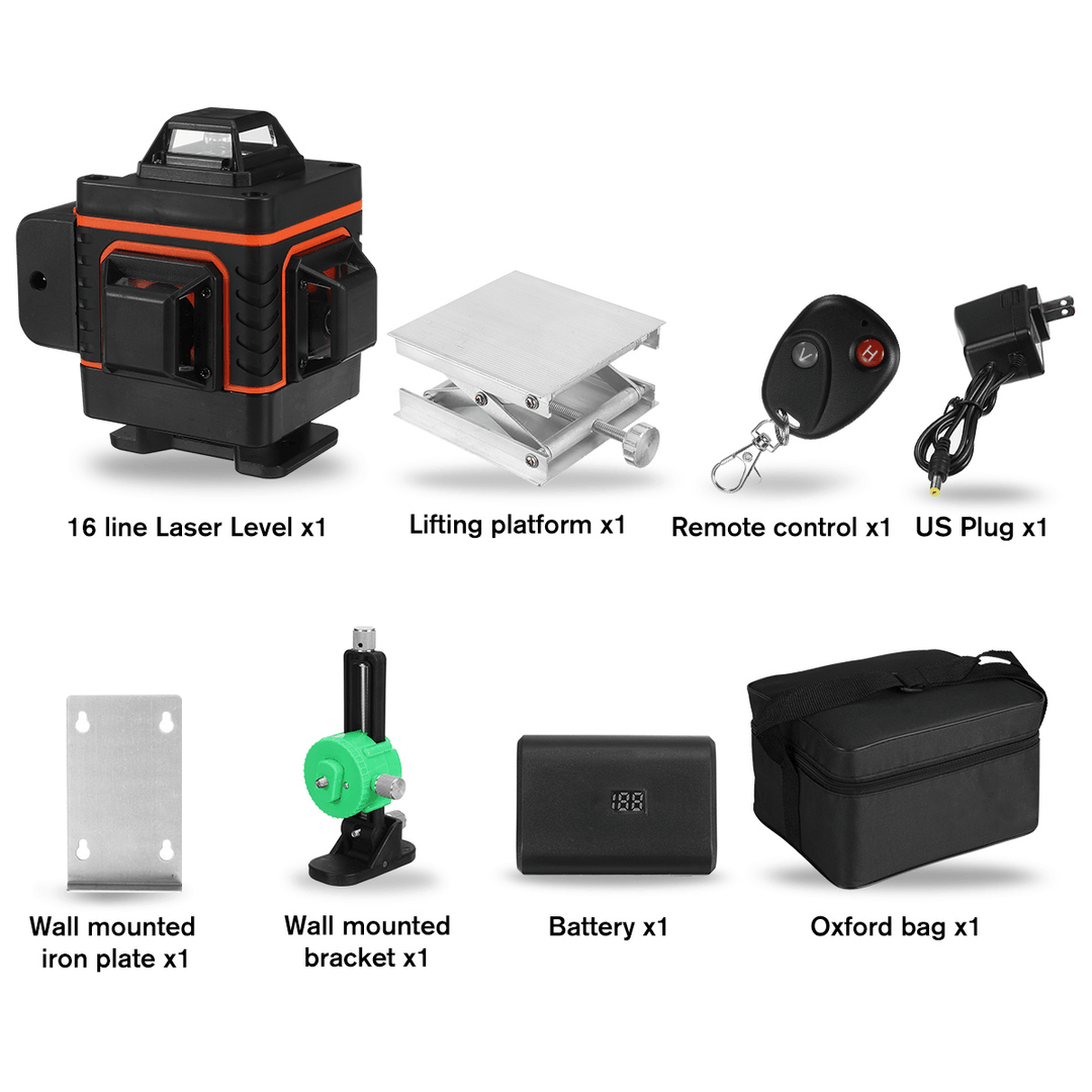 8/12/16 Line Digital Laser Level Green Light Self Leveling 360° Rotary - MRSLM