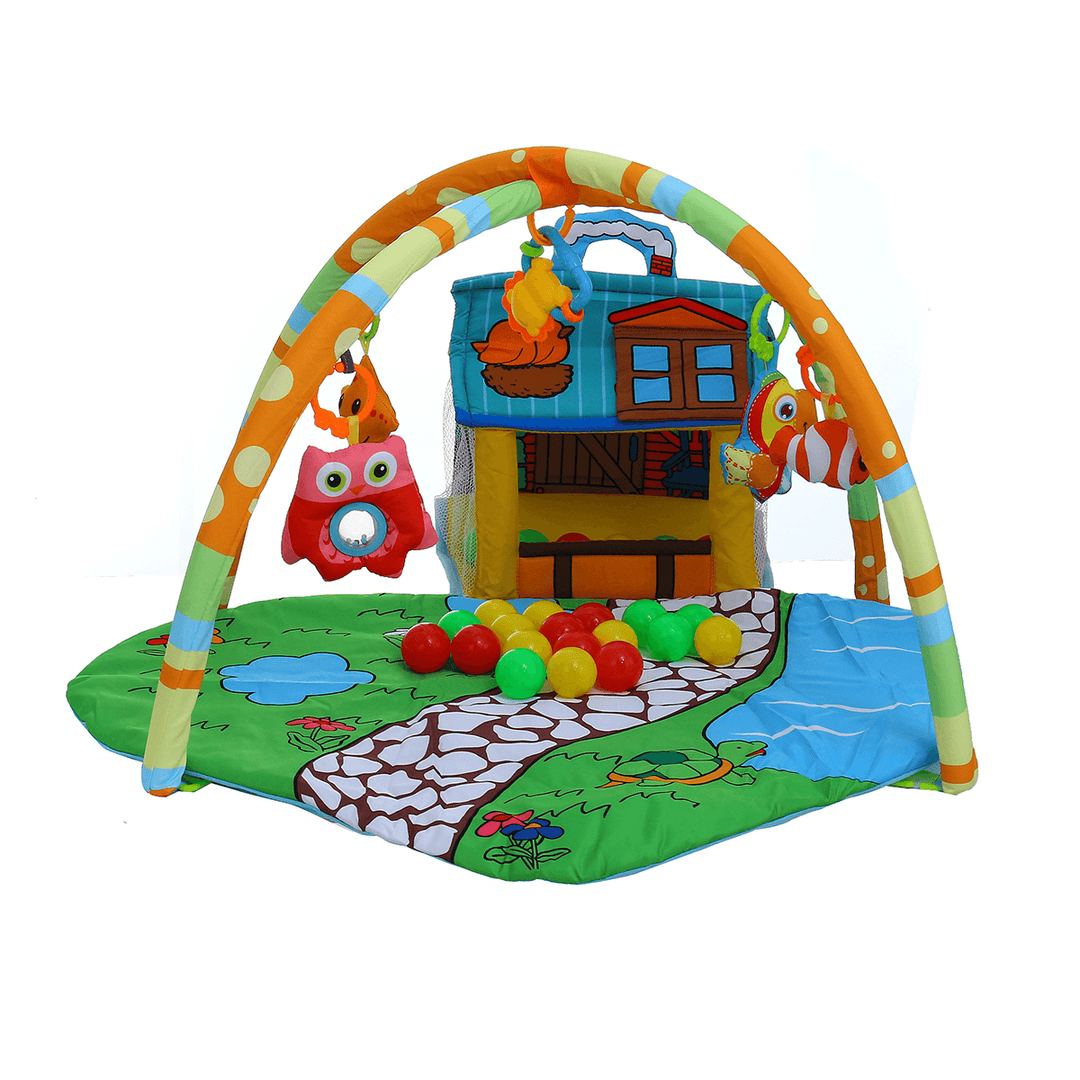 Kids Portable&Foldable Play Mat Children Gym Playmat Fitness Music Fun Piano Game Pad Playhouse with Balls - MRSLM