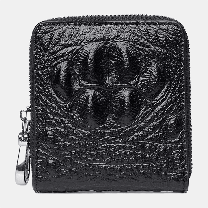 Men Cowhide Bifold Short Alligator Print Wallet RRFID Anti-Magnetic 6 Card Slot Card Holder Money Clip Driver'S License Wallet - MRSLM