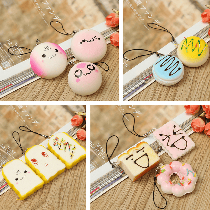 13PCS Simulated Bread Phone Pendant Phone Strap Cute Decoration - MRSLM