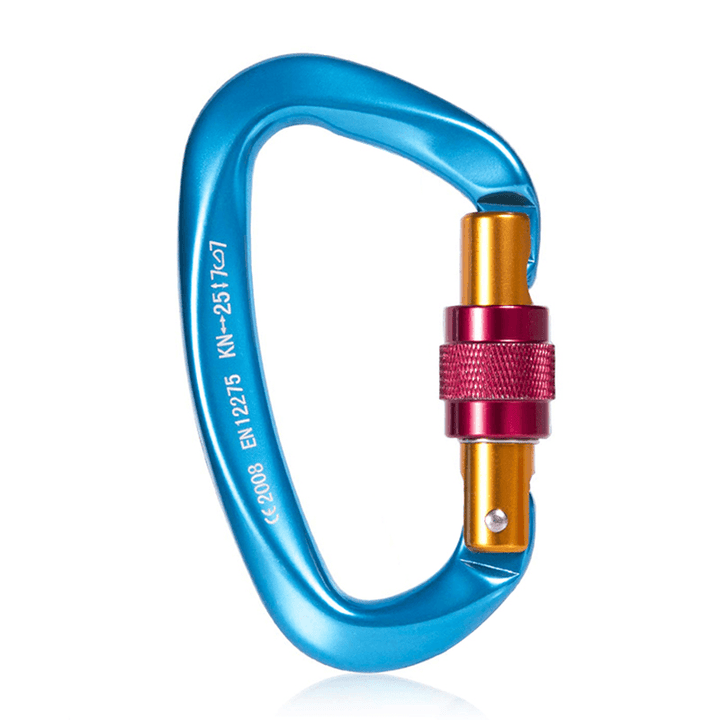 1Pc Aluminum D-Ring Carabiner 25KN Heavy Duty Climbing Hook Twist Lock Camping Climbing Travel - MRSLM