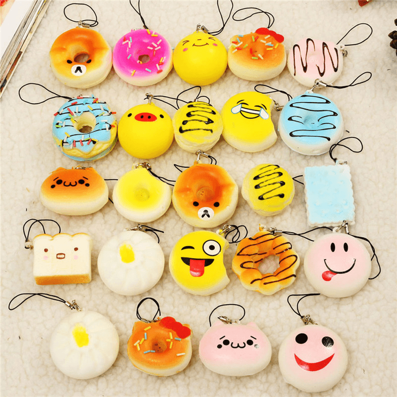 12PCS Mini Squishy Bread Scented Panda Toast Donuts Cone Humbarger Turtle - MRSLM