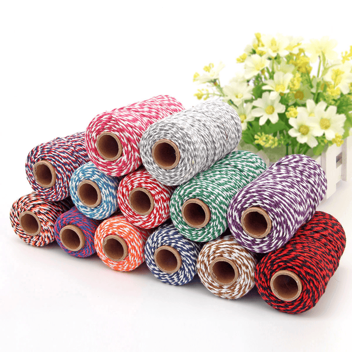 2Mm 100M Two-Tone Cotton Rope DIY Handcraft Materials Cotton Twisted Rope Gift Decor Rope Brush - MRSLM