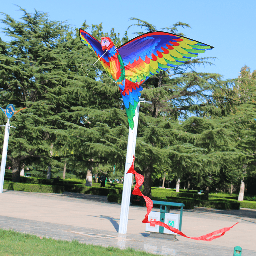 3D Parrot Kite Flyer Kite with 100M Noodle Board＆Spiral Floating Tail Kids Children Adult Beach Trip Park Family Outdoor Games Activities - MRSLM