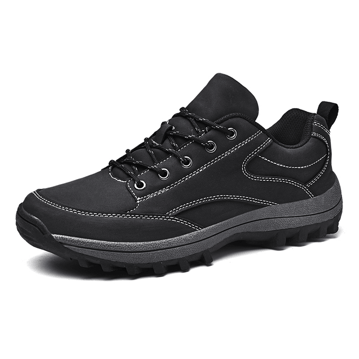 Men Microfiber Leather Non Slip Soft Sole Outdoor Hiking Shoes - MRSLM