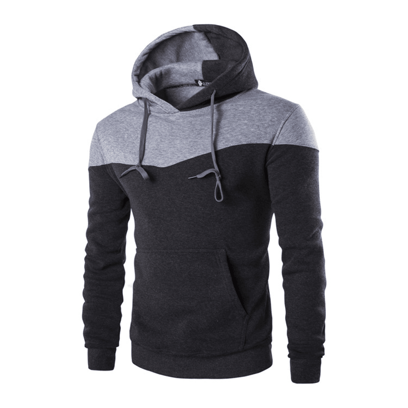 European and American Men'S Loose Color Matching Stitching Hooded Sweater Tether - MRSLM