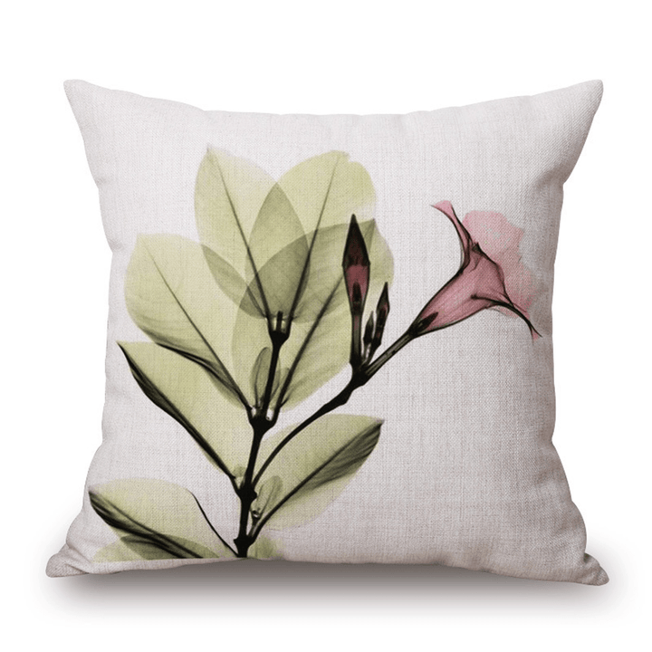 Ink Painting Flowers Cotton Linen Pillow Case Tulips Sofa Cushion Cover 45X45Cm - MRSLM