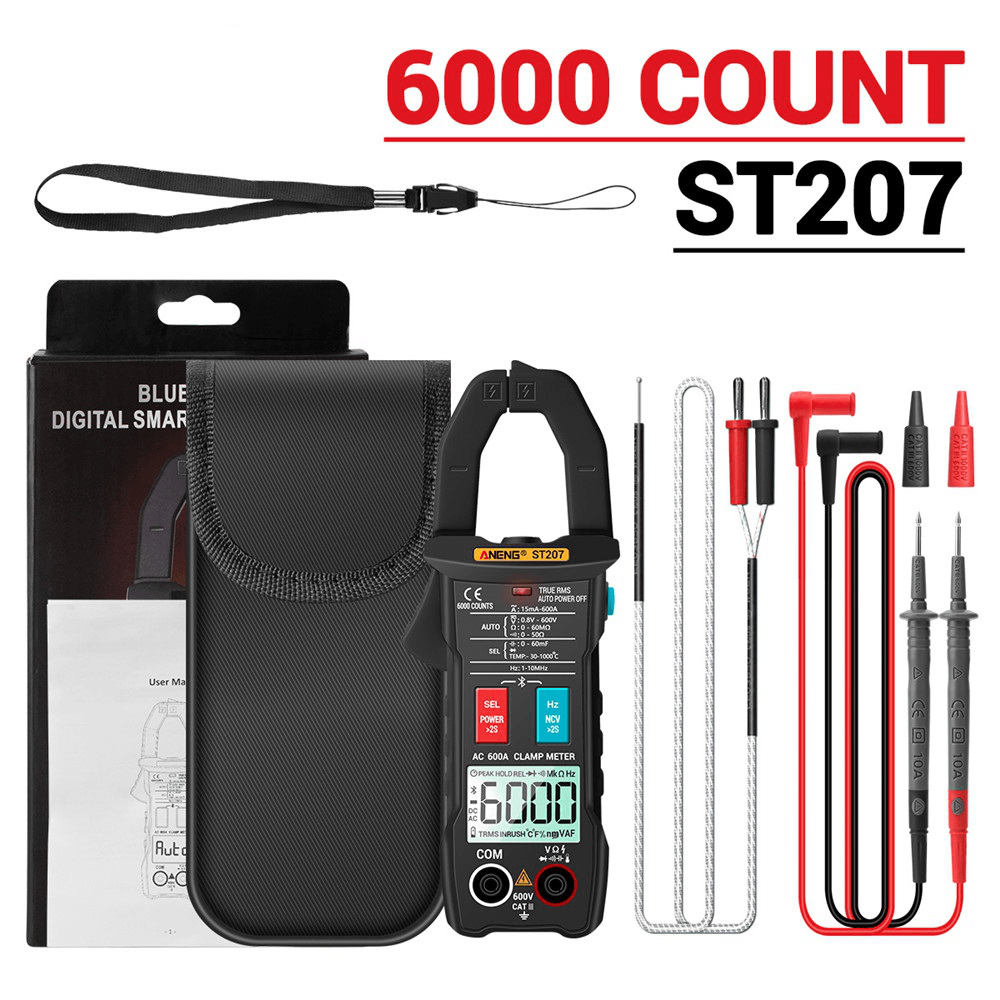 ANENG ST207 Digital Bluetooth Multimeter Clamp Meter 6000 Counts True RMS DC/AC Voltage Tester AC Current Hz Capacitance Ohm - MRSLM