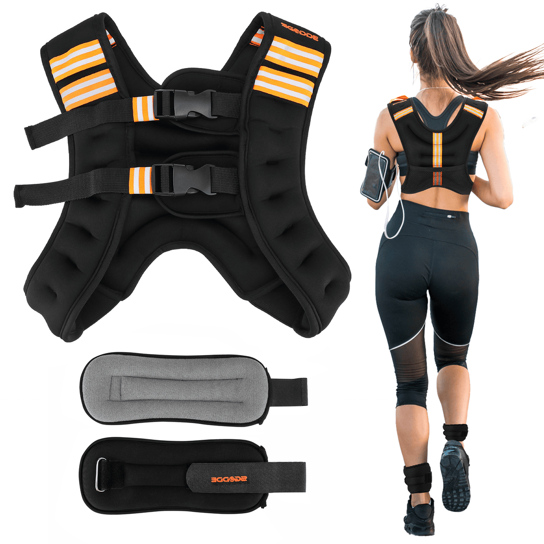 SGODDE Weighted Vest with Reflective Strips Adjustable Weight Vest for Men and Women Strength Training Running Cycling - MRSLM