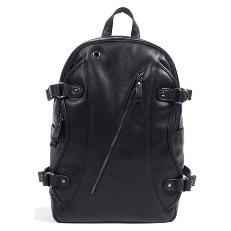 MK Men Faux Leather Fashion Leisure Backpack USB Charging Travel Bag - MRSLM