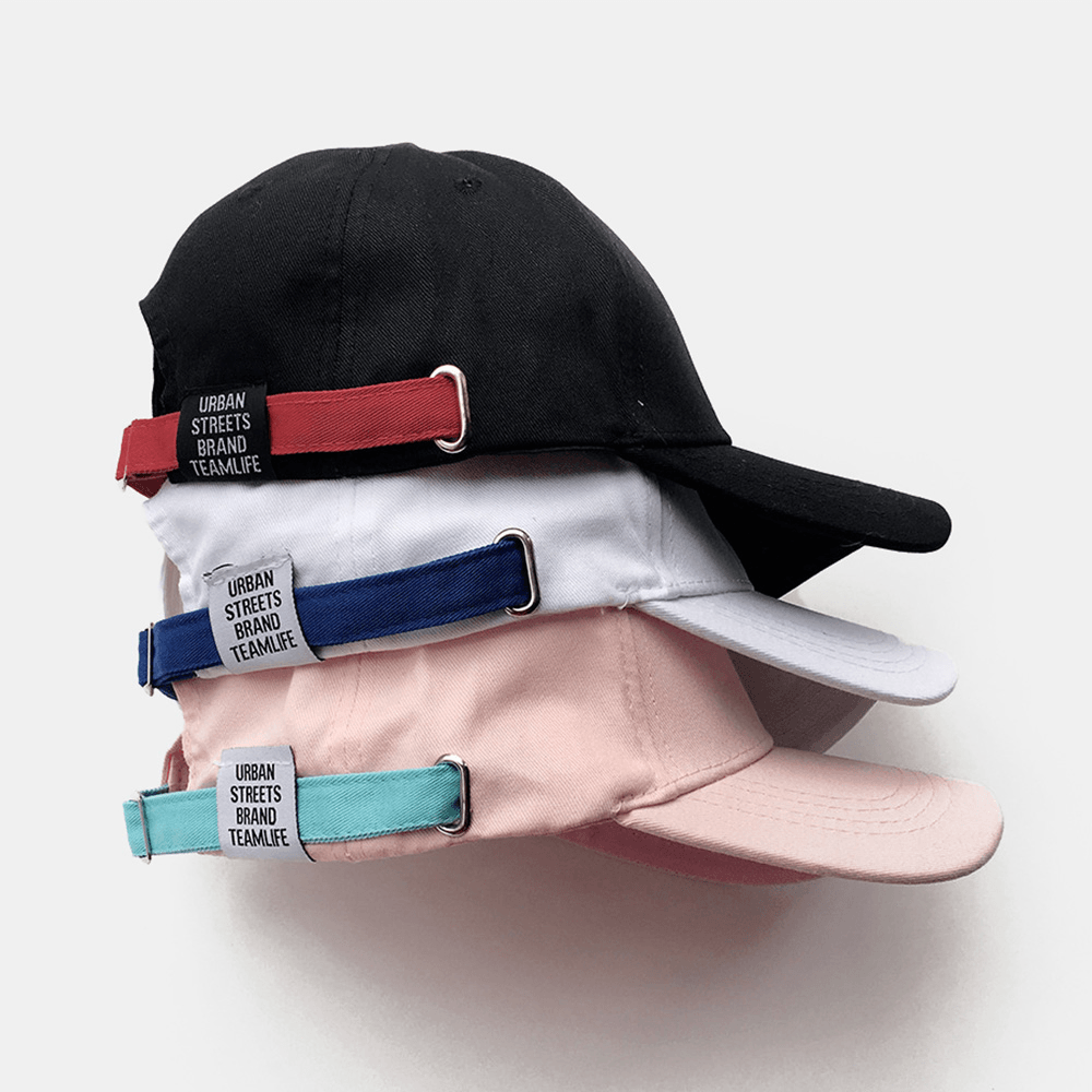 Unisex Letter Patch Curved Brim Baseball Cap Summer Different Color Adjustment Belt Sunshade Hat - MRSLM