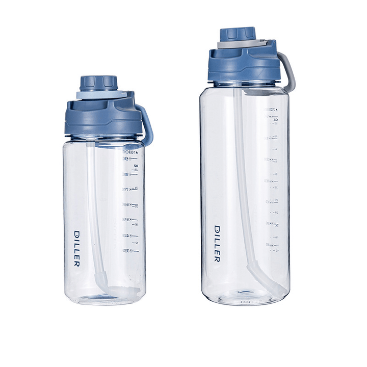 DILLER 34Oz/68Oz 2000Ml Large Capacity Water Bottles with Detachable Straw Portable Outdoor Sport Cycling Travel Drink Kettle - MRSLM